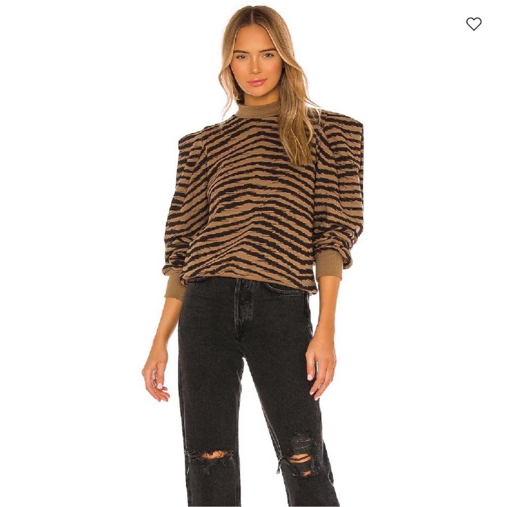 Agolde X Revolve Brown and Black Print Folded Sleeve Sweatshirt